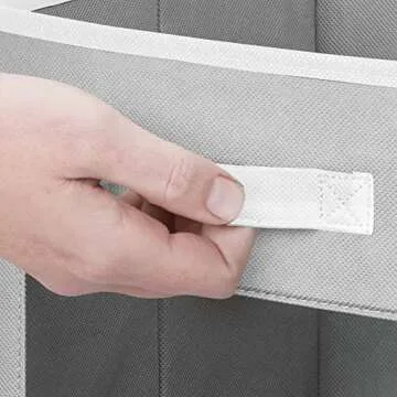 mDesign Fabric Nursery/Playroom Closet Storage Organizer Bin Box with Front Handle/Window for Cube Furniture Shelving Units, Hold Toys, Clothes, Diapers, Bibs, Jane Collection, 4 Pack - Gray/White