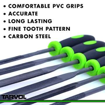 Needle File Set Hardened Alloy Strength Steel - Mini Needle File Set Includes Flat, Flat Warding, Square, Triangular, Round, and Half-Round File.
