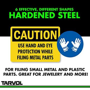 Needle File Set Hardened Alloy Strength Steel - Mini Needle File Set Includes Flat, Flat Warding, Square, Triangular, Round, and Half-Round File.