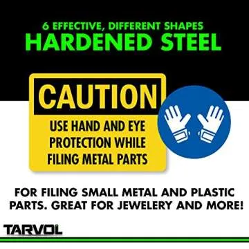 Needle File Set Hardened Alloy Strength Steel - Mini Needle File Set Includes Flat, Flat Warding, Square, Triangular, Round, and Half-Round File.