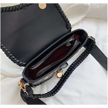 Women's fashion saddle bag shoulder bag purse handbag crossbody bag gift (Black)