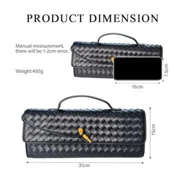 SKYK Black Vegan Leather Clutch Bag for Women