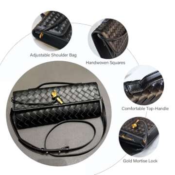 SKYK Black Vegan Leather Clutch Bag for Women