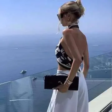 SKYK Black Vegan Leather Clutch Bag for Women