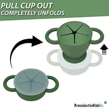 BraveJusticeKidsCo Snack Attack II | Toddler Snack Cup | Collapsible Silicone Container