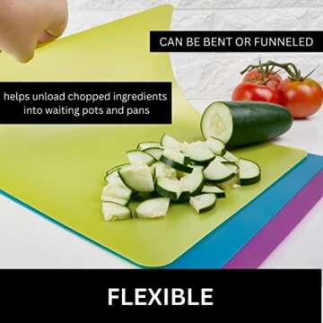 Flexible 3 Colored Cutting Board Mats set, Plastic, Colorful For Kitchen