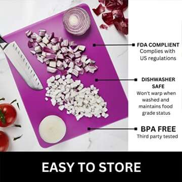 Flexible 3 Colored Cutting Board Mats set, Plastic, Colorful For Kitchen