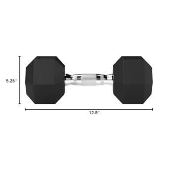 Amazon Basics 25lb Rubber Hex Dumbbell for Home Workouts