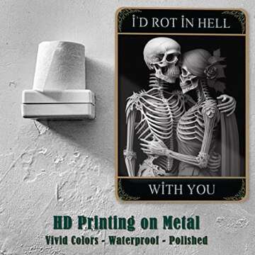 Earus Gothic Décor for Wall Bride Couple, Gothic Gifts for Him Her with Saying, Gothic Lover Room Wall Art, 8 x 12 Inch.