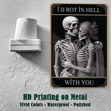 Earus Gothic Décor for Wall Bride Couple, Gothic Gifts for Him Her with Saying, Gothic Lover Room Wall Art, 8 x 12 Inch.