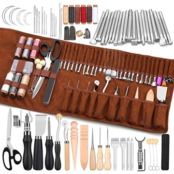 TLKKUE Leather Craft Tools Kit 72 High-Quality Tools Set