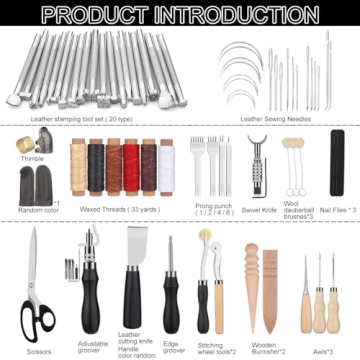 TLKKUE Leather Craft Tools Kit 72 High-Quality Tools Set
