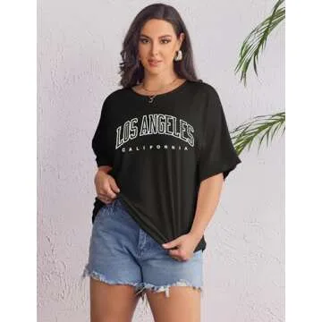 IN'VOLAND Women's Plus Size T Shirts Oversized Tees Summer Half Sleeve Crew Neck Whiskey Graphic Tunic Tops Basic Top