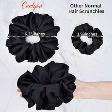 CEELGON Big Real Silk Scrunchies for Women Large Scrunchie Satin Oversized Silk Thick Elastic Hair T...