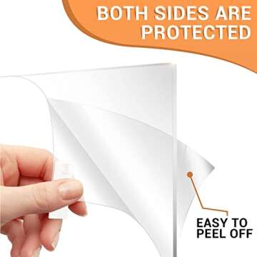 Gartful 12" x 12" Clear Plexiglass Sheet - 0.06" / 1.5mm Thick, Acrylic Sheets Panels With Protective Film, Transparent Glass Replacement Board For Picture Frame, DIY Projects, Craft, Signs, Pack of 6