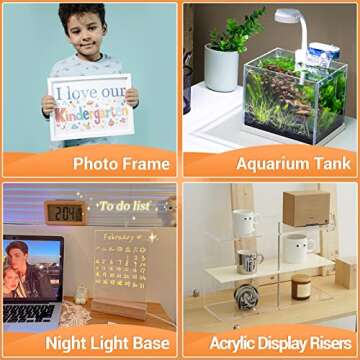 Gartful 12" x 12" Clear Plexiglass Sheet - 0.06" / 1.5mm Thick, Acrylic Sheets Panels With Protective Film, Transparent Glass Replacement Board For Picture Frame, DIY Projects, Craft, Signs, Pack of 6