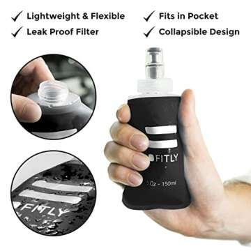 FITLY Soft Flask - 5 oz (150 ml)- Shrink As You Drink Pocket Soft Water Bottle for Hydration Pack/Ru...