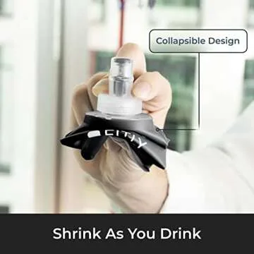 FITLY Soft Flask - 5 oz (150 ml)- Shrink As You Drink Pocket Soft Water Bottle for Hydration Pack/Running Vest- Folding Water Bottle for Running, Hiking, Cycling - Ski Water Bottles (FLASK150)