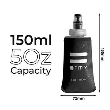 FITLY Soft Flask - 5 oz (150 ml)- Shrink As You Drink Pocket Soft Water Bottle for Hydration Pack/Running Vest- Folding Water Bottle for Running, Hiking, Cycling - Ski Water Bottles (FLASK150)