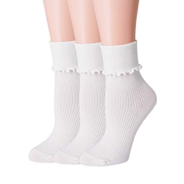 SRYL Women's Ruffle Cuff Ankle Socks for Fashion & Comfort
