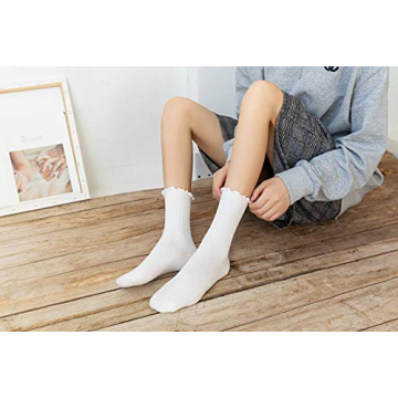 SRYL Women's Ruffle Cuff Ankle Socks for Fashion & Comfort