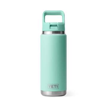 YETI Rambler 26 oz Bottle, Vacuum Insulated, Stainless Steel with Color Matching Straw Cap, Seafoam