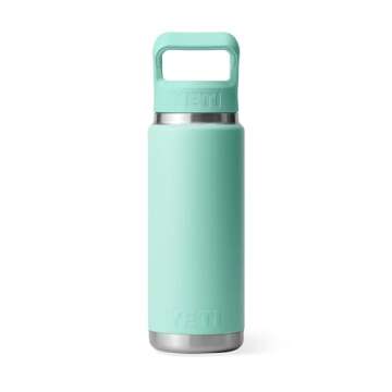YETI Rambler 26 oz Bottle, Vacuum Insulated, Stainless Steel with Color Matching Straw Cap, Seafoam