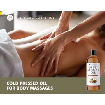 Kate Blanc Cosmetics Sweet Almond Oil for Hair and Skin (16oz) 100% Pure, Cold Pressed Body Oil. Hexane Free Sweet Almond Oil for Skin, Hair Growth, Body Massage, Aromatherapy, Carrier Oil