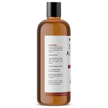 Kate Blanc Cosmetics Sweet Almond Oil for Hair and Skin (16oz) 100% Pure, Cold Pressed Body Oil. Hexane Free Sweet Almond Oil for Skin, Hair Growth, Body Massage, Aromatherapy, Carrier Oil