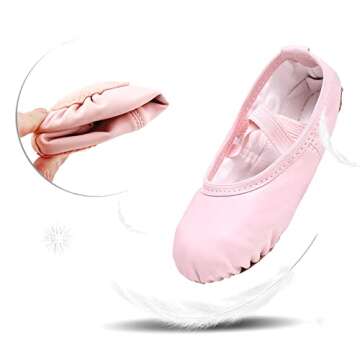 Stelle Ballet Shoes for Girls Toddler Ballet Slippers Soft Leather Boys Dance Shoes for Toddler/Little Kid/Big Kid (Pink, 2ML)