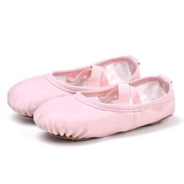 Stelle Ballet Shoes for Girls Toddler Ballet Slippers Soft Leather Boys Dance Shoes for Toddler/Little Kid/Big Kid (Pink, 2ML)