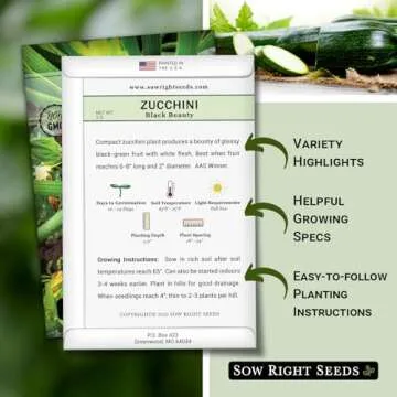 Sow Right Seeds Black Beauty Zucchini Seeds - Non-GMO Heirloom Packet for Home Vegetable Gardening