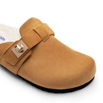 DREAM PAIRS Women's Clogs for Women Mules Cork Footbed Slip-On Shoes with Arch Support,Size 9,Brown-...