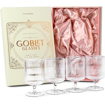 GLASSIQUE CADEAU Vintage Art Deco Ribbed Goblet Cocktail Glasses