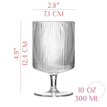 Elegant Vintage Ribbed Cocktail Glasses Set of 4