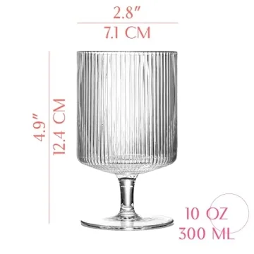 Elegant Vintage Ribbed Cocktail Glasses Set of 4