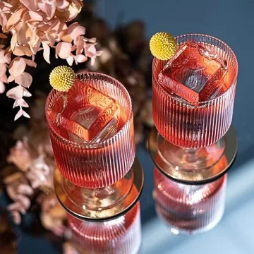 Elegant Vintage Ribbed Cocktail Glasses Set of 4
