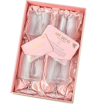 Elegant Vintage Ribbed Cocktail Glasses Set of 4