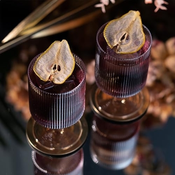 Elegant Vintage Ribbed Cocktail Glasses Set of 4