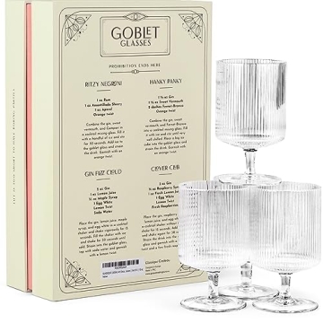 Elegant Vintage Ribbed Cocktail Glasses Set of 4