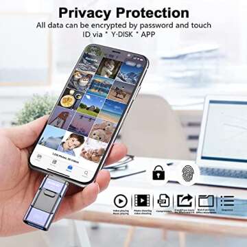 AUAMOZ Flash Drive for iPhone 1TB, iPhone USB Memory Stick Photo Stick External Storage Thumb Drive for iPhone iPad Android Computer (Light Blue)