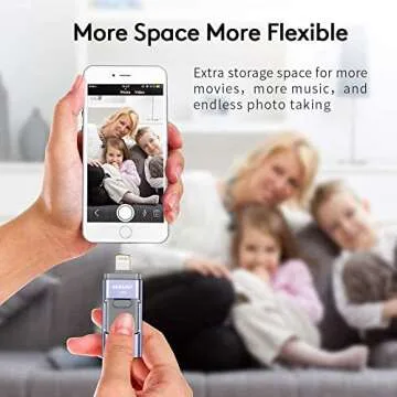 AUAMOZ Flash Drive for iPhone 1TB, iPhone USB Memory Stick Photo Stick External Storage Thumb Drive for iPhone iPad Android Computer (Light Blue)