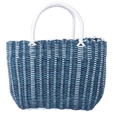 Cabilock Woven Market Basket Woven Tote Bag with Handle Large Capacity Shopping Tote Reusable Grocer...