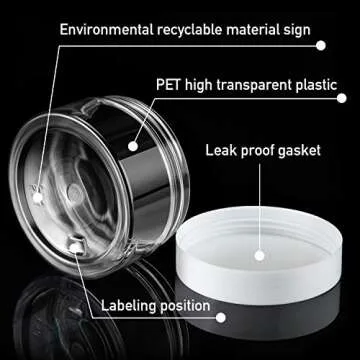 36 Clear Plastic Jars - Leak Proof Cosmetic Containers