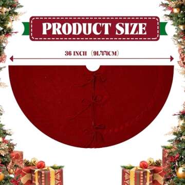 Red Knitted Christmas Tree Skirt: Luxury Cream Knit for Holiday Decor