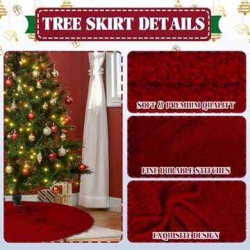 Red Knitted Christmas Tree Skirt - Elegant Holiday Decor