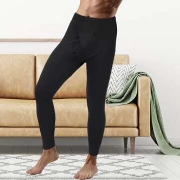 Casuallined 2 Pack Thermal Men Long Underwear Pants Winter Warm Fleece Lined Underwear Bottom Cold W...