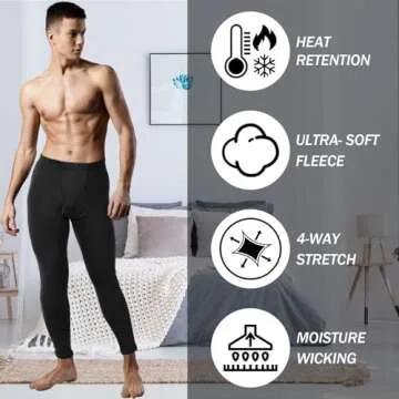Casuallined 2 Pack Thermal Men Long Underwear Pants - Warm Comfort