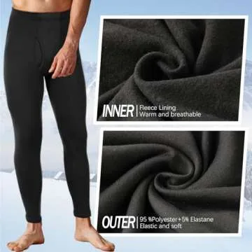 Casuallined 2 Pack Thermal Men Long Underwear Pants - Warm Comfort