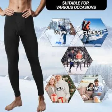 Casuallined 2 Pack Thermal Men Long Underwear Pants - Warm Comfort